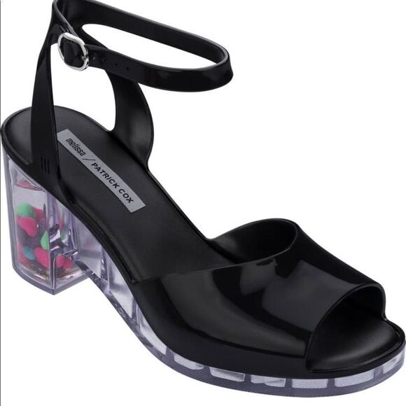 Melissa x Patrick Cox Black Jelly Sandal Size 8, Bubblegum Scented Platform - Picture 1 of 7